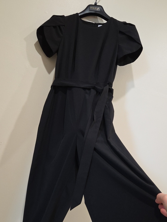 Calvin Klein Dresses & Skirts - Calvin Klein Black Long-Sleeve Puff-Shoulder Jumpsuit with Belt